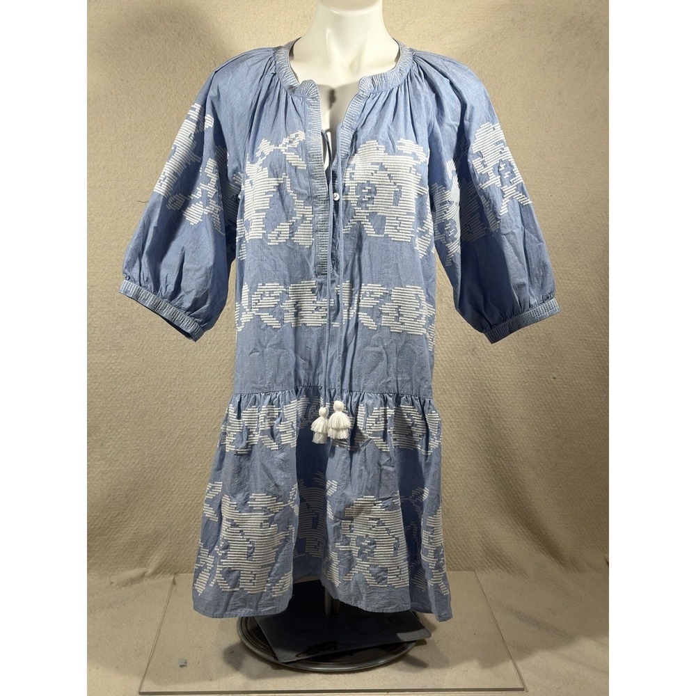 Charleston Shoe Co Palermo Dress Womens M Blue White Boho Coastal Cottagecore